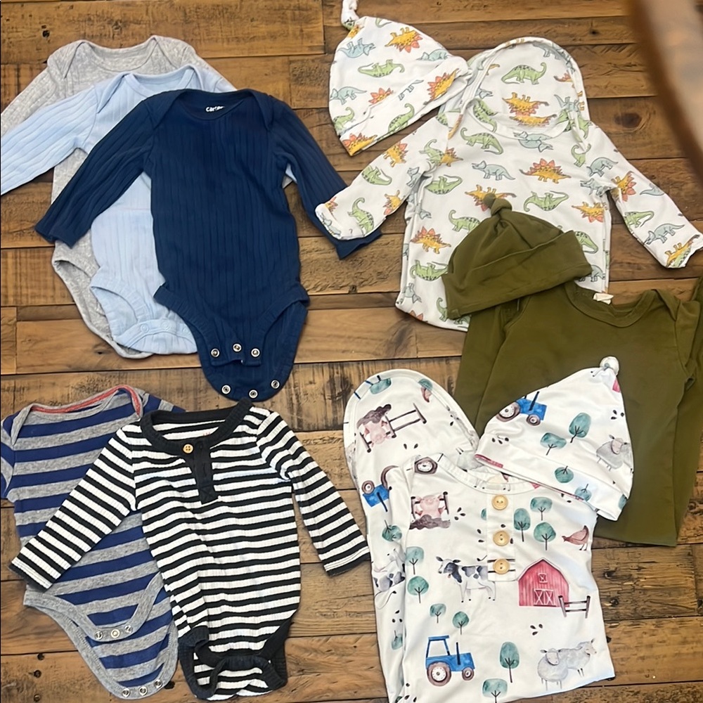Boys Long Sleeve Onesies and Sleep Gowns Bundle